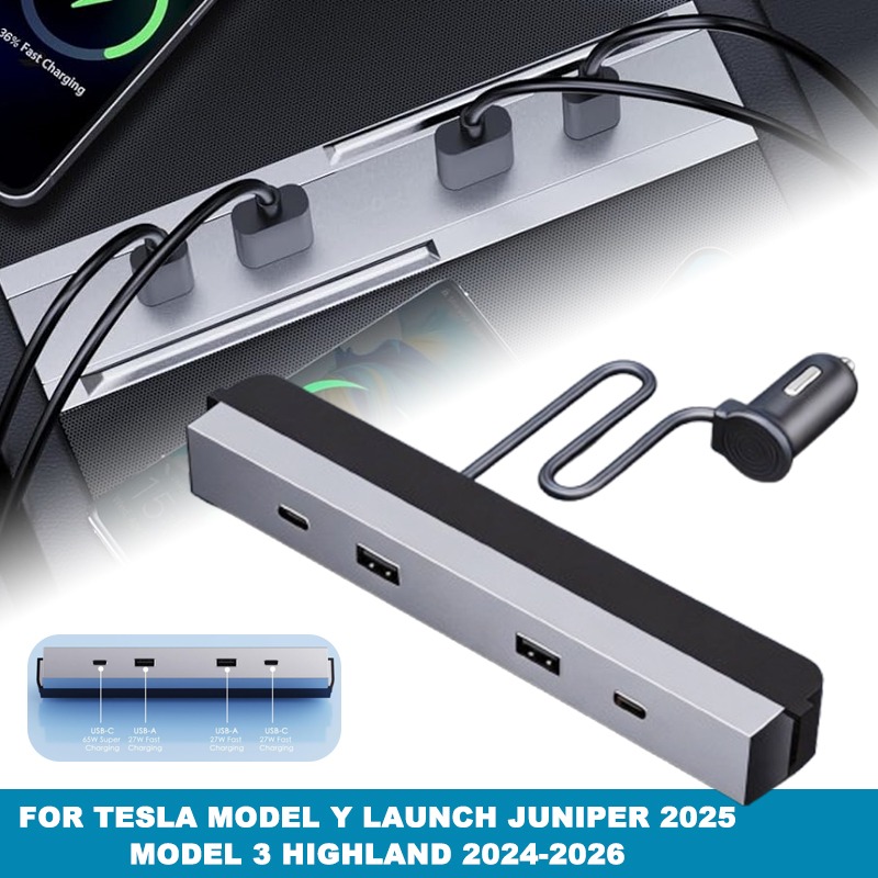 Multi Port Usb Hub - Adapter samochodowy do konsoli środkowej, multiportowy,