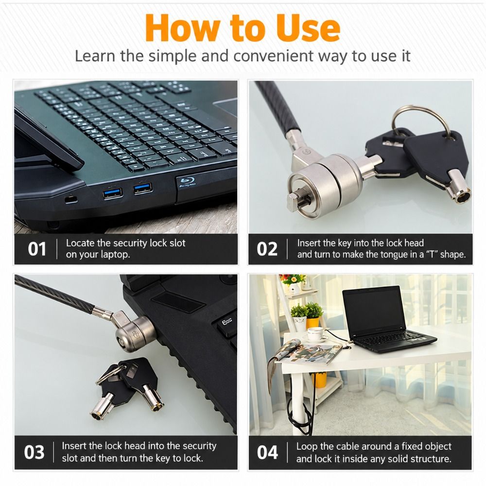 Wytrzymały stalowy zamek do la – Cable Lock Laptop recenzja i cena