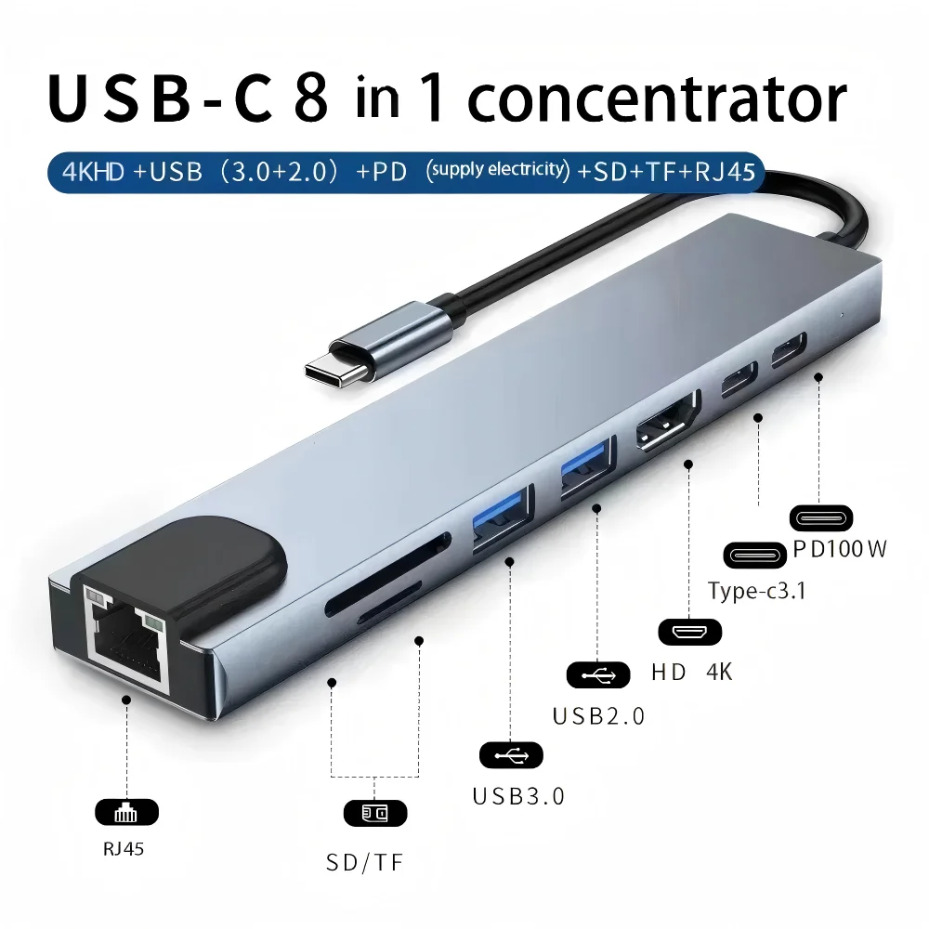 8-w-1 stacja dokująca typu C,  – Multi Port Usb Hub recenzja i cena